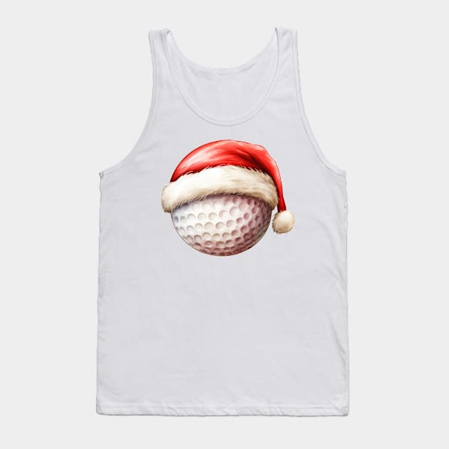 Christmas Golf Ball in Santa Hat Tank Top by Chromatic Fusion Studio